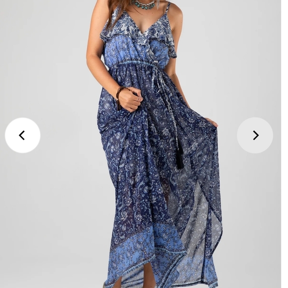 NWT Miss Me Ruffle Print Maxi Dress - Picture 4 of 15